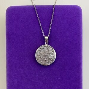 💛 Sterling Silver Flower of Life Mother of Pearl Sacred Geometry Necklace